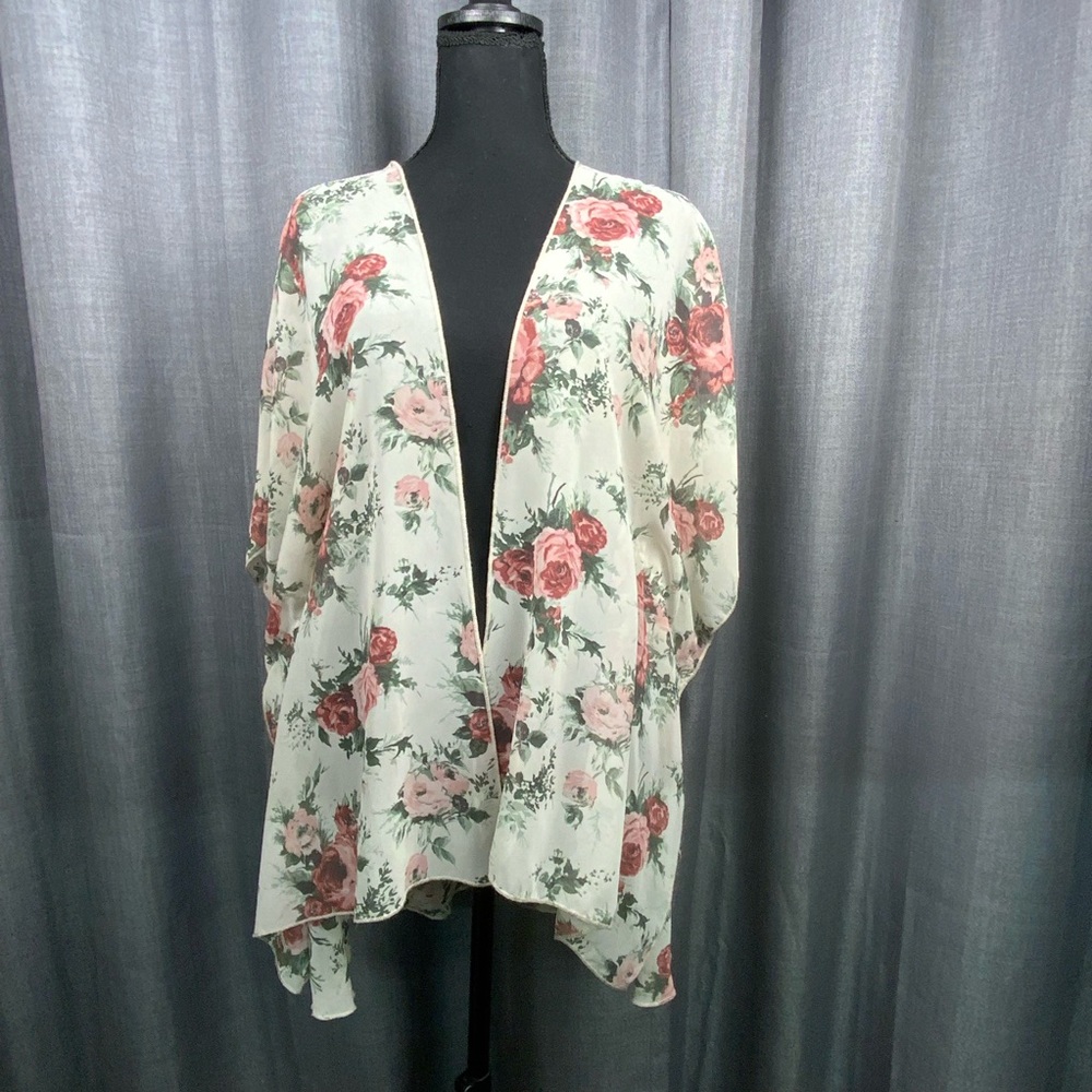 Boho Floral Sheer Kimono Cardigan Jennaration Layering Top Est Size Medium